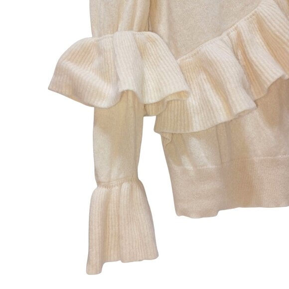 Antonio Melani Cashmere Sweater Womens L Ruffle Bell Sleeve Romantic Feminine - Picture 2 of 6